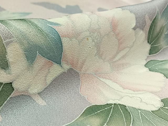 平和屋着物▽訪問着　単衣　草花文　暈し染め　正絹　逸品　AAAY9415jh