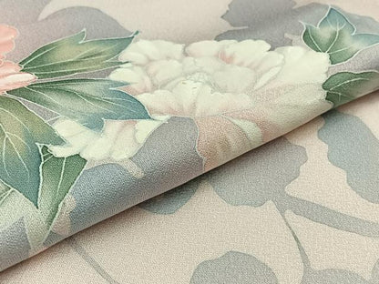 平和屋着物▽訪問着　単衣　草花文　暈し染め　正絹　逸品　AAAY9415jh