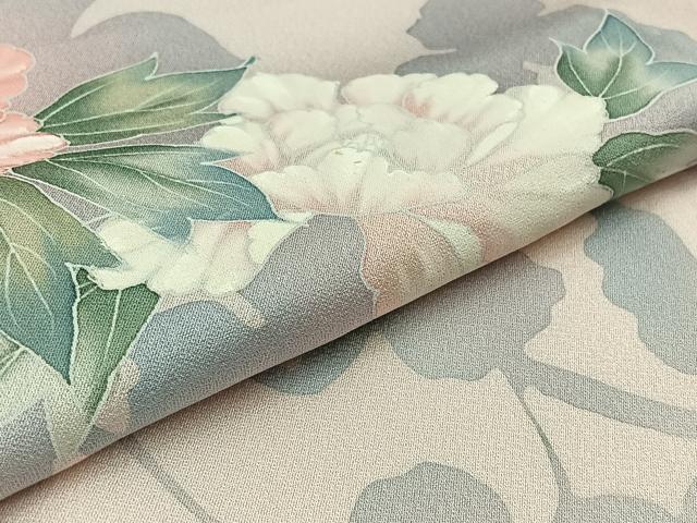 平和屋着物▽訪問着　単衣　草花文　暈し染め　正絹　逸品　AAAY9415jh