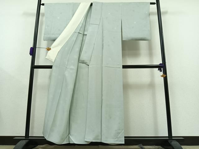 平和屋着物▽上質な色無地 単衣 楓地紋 千草鼠色 正絹 逸品 AAAY9417jh
