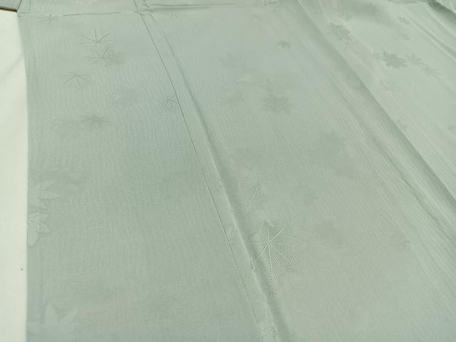 平和屋着物▽上質な色無地 単衣 楓地紋 千草鼠色 正絹 逸品 AAAY9417jh