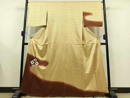 平和屋着物▽訪問着 単衣 刺繍 菱文 暈し染め 銀糸 正絹 逸品 AAAY9419jh