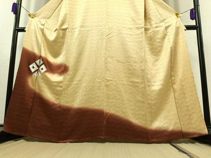 平和屋着物▽訪問着 単衣 刺繍 菱文 暈し染め 銀糸 正絹 逸品 AAAY9419jh
