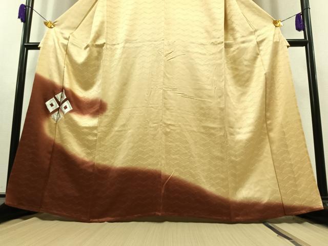 平和屋着物▽訪問着 単衣 刺繍 菱文 暈し染め 銀糸 正絹 逸品 AAAY9419jh