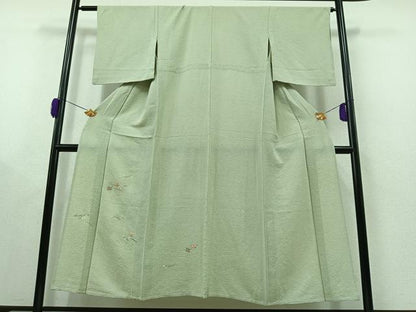 平和屋着物▽訪問着 単衣 総刺繍 駒刺繍 吹き寄せ文様 金糸 正絹 逸品 AAAY9420jh