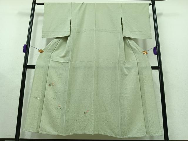 平和屋着物▽訪問着 単衣 総刺繍 駒刺繍 吹き寄せ文様 金糸 正絹 逸品 AAAY9420jh