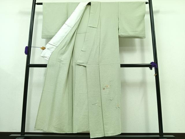 平和屋着物▽訪問着 単衣 総刺繍 駒刺繍 吹き寄せ文様 金糸 正絹 逸品 AAAY9420jh