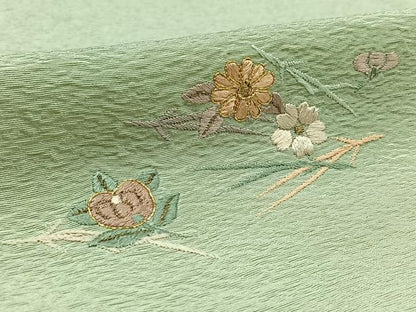 平和屋着物▽訪問着 単衣 総刺繍 駒刺繍 吹き寄せ文様 金糸 正絹 逸品 AAAY9420jh