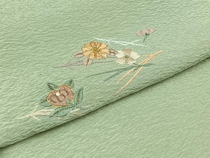 平和屋着物▽訪問着 単衣 総刺繍 駒刺繍 吹き寄せ文様 金糸 正絹 逸品 AAAY9420jh