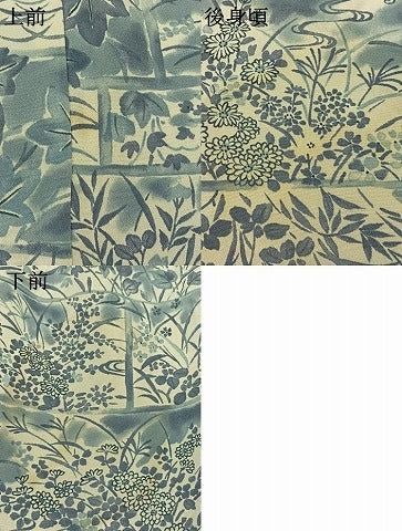 平和屋着物▽上質な小紋 単衣 手描き 草花文 正絹 逸品 AAAY9422jh