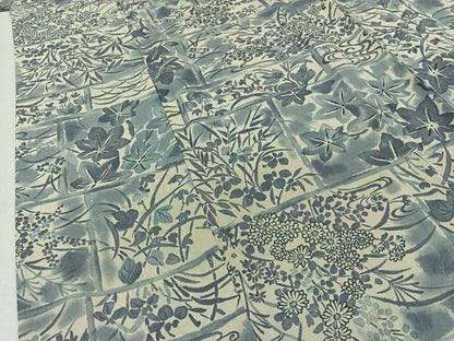 平和屋着物▽上質な小紋 単衣 手描き 草花文 正絹 逸品 AAAY9422jh