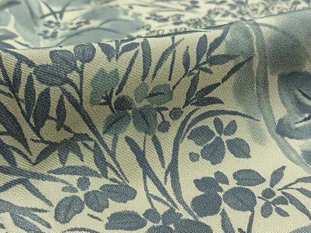 平和屋着物▽上質な小紋 単衣 手描き 草花文 正絹 逸品 AAAY9422jh