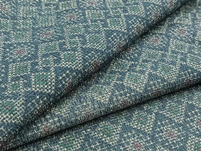 平和屋着物▽本塩沢　単衣　菱文　鈴乃屋扱い　正絹　逸品　AAAY9425jh