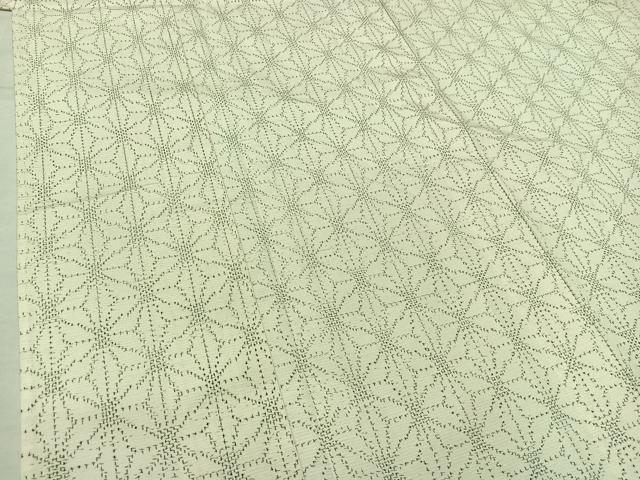 平和屋着物▽上質な紬　単衣　麻の葉文様　正絹　逸品　AAAY9427jh