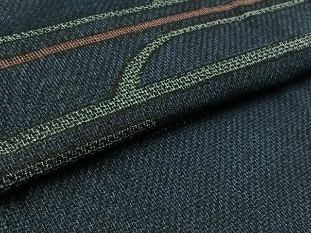 平和屋着物▽本塩沢 単衣 幾何学文様 正絹 逸品 AAAY9428jh