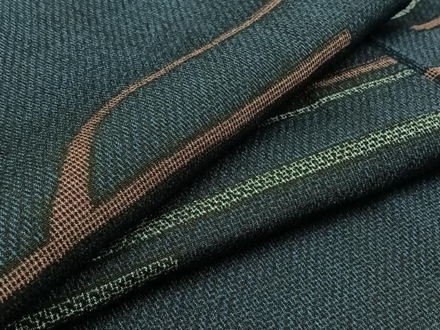 平和屋着物▽本塩沢 単衣 幾何学文様 正絹 逸品 AAAY9428jh