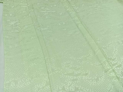 平和屋着物▽上質な色無地 単衣 風景地紋 夏虫色 正絹 逸品 AAAY9429jh