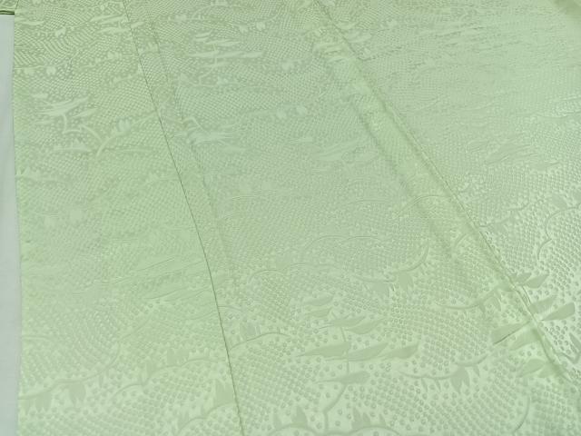 平和屋着物▽上質な色無地 単衣 風景地紋 夏虫色 正絹 逸品 AAAY9429jh