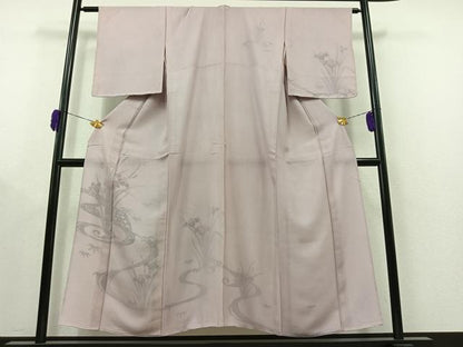 平和屋着物▽訪問着 無双 紗袷 紗×絽 流水燕子花文 正絹 逸品 AAAY9430jh
