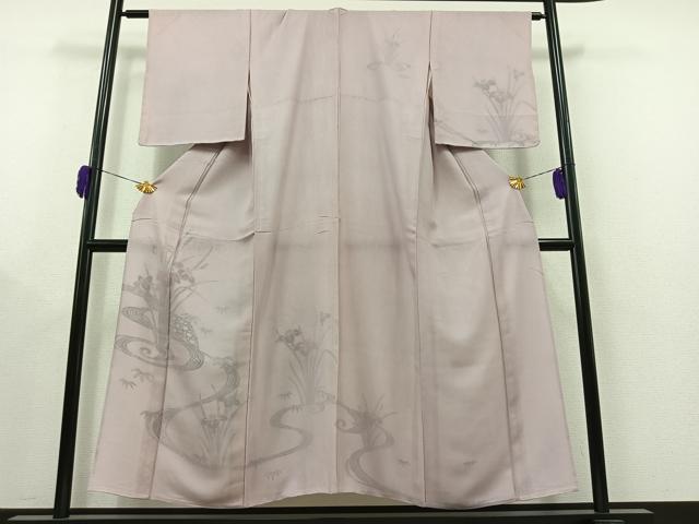 平和屋着物▽訪問着 無双 紗袷 紗×絽 流水燕子花文 正絹 逸品 AAAY9430jh