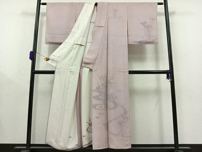 平和屋着物▽訪問着 無双 紗袷 紗×絽 流水燕子花文 正絹 逸品 AAAY9430jh