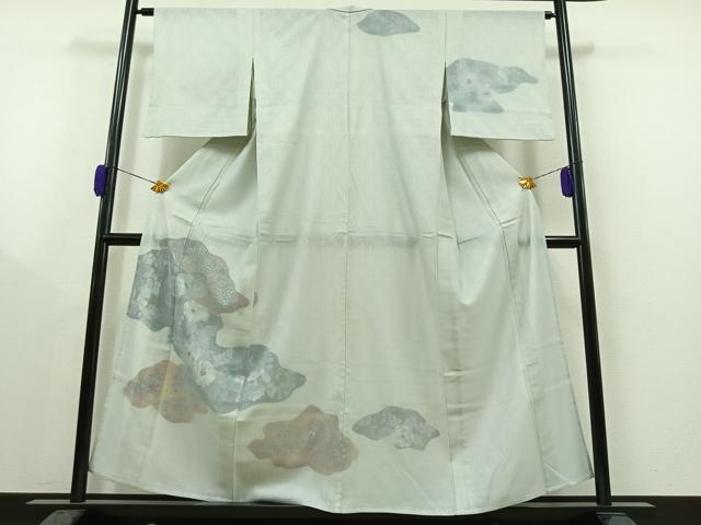 平和屋着物▽訪問着 無双 紗袷 紗×紗 草花文 正絹 逸品 AAAY9432jh