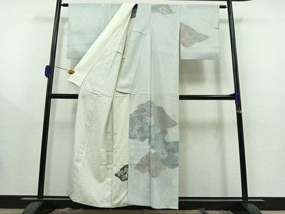 平和屋着物▽訪問着 無双 紗袷 紗×紗 草花文 正絹 逸品 AAAY9432jh