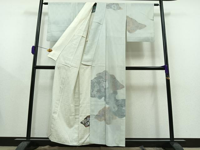 平和屋着物▽訪問着 無双 紗袷 紗×紗 草花文 正絹 逸品 AAAY9432jh