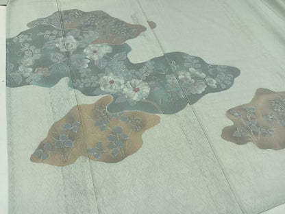 平和屋着物▽訪問着 無双 紗袷 紗×紗 草花文 正絹 逸品 AAAY9432jh