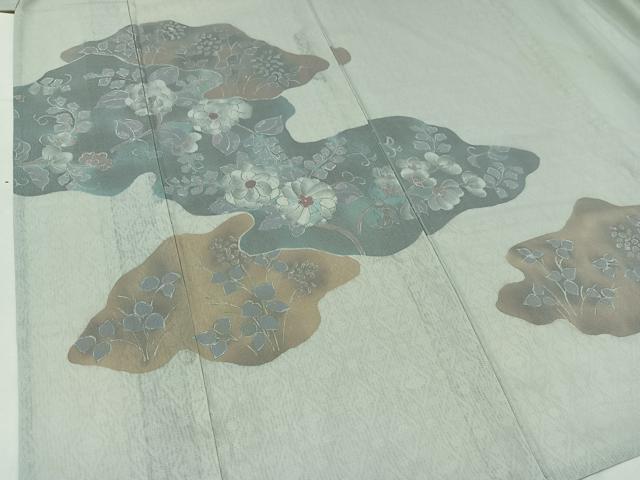 平和屋着物▽訪問着 無双 紗袷 紗×紗 草花文 正絹 逸品 AAAY9432jh
