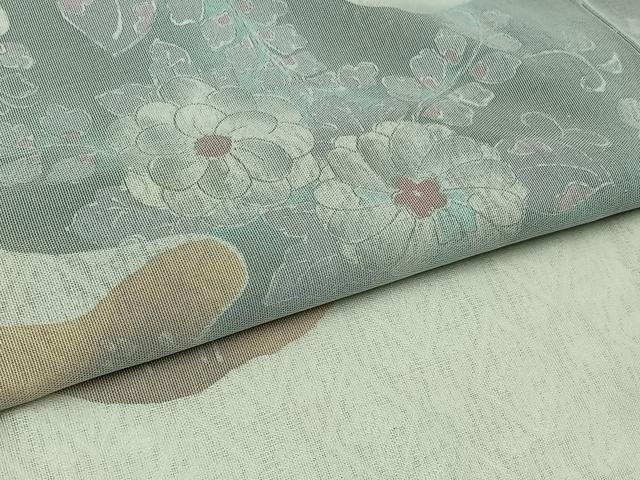 平和屋着物▽訪問着 無双 紗袷 紗×紗 草花文 正絹 逸品 AAAY9432jh