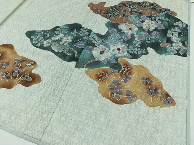 平和屋着物▽訪問着 無双 紗袷 紗×紗 草花文 正絹 逸品 AAAY9432jh