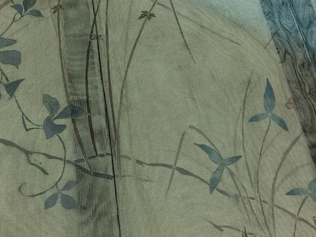 平和屋着物▽訪問着 無双 紗袷 紗×紗 草花文 金彩 正絹 逸品 AAAY9433jh