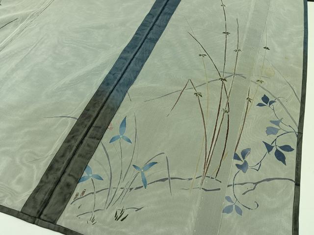 平和屋着物▽訪問着 無双 紗袷 紗×紗 草花文 金彩 正絹 逸品 AAAY9433jh