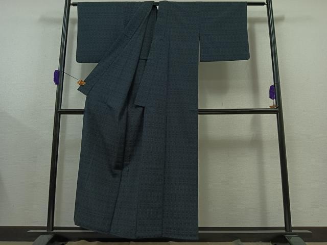 平和屋着物▽本塩沢 単衣 立涌文 正絹 逸品 AAAY9434jh