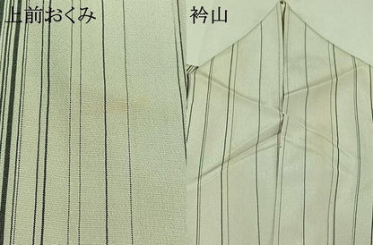 平和屋着物▽本塩沢 単衣 縞 正絹 逸品 AAAY9435jh