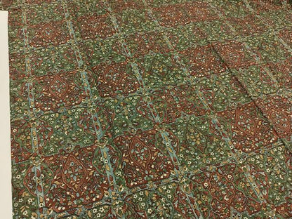 平和屋着物▽上質な小紋 単衣 紬地 草花文 正絹 逸品 AAAY9437jh