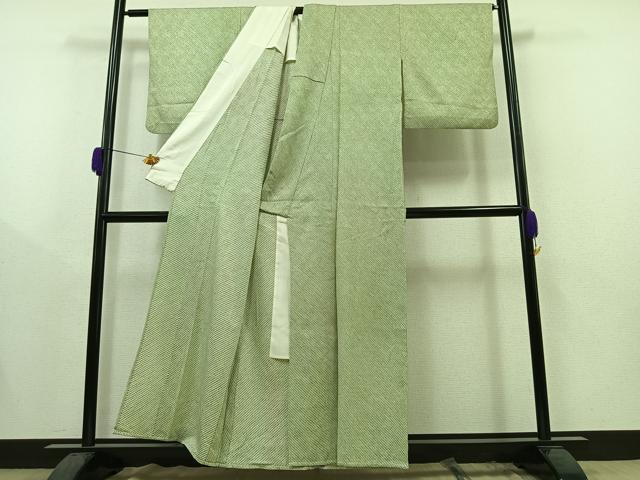 平和屋着物▽上質な小紋　単衣　総絞り　正絹　逸品　AAAY9438jh