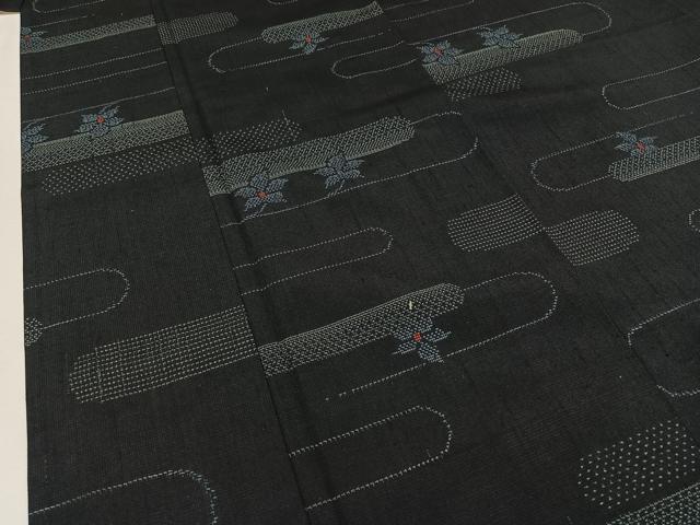 平和屋着物▽上質な紬 単衣 横段文 正絹 逸品 AAAY9439jh
