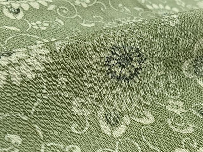平和屋着物▽上質な小紋 単衣 型染め 更紗花文 鬼しぼ縮緬 正絹 逸品 AAAY9440jh