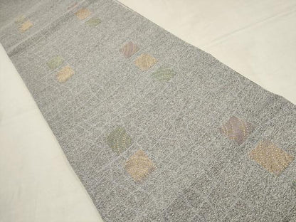 平和屋着物▼六通柄袋帯　色紙文　金糸　正絹　逸品　AAAY9598wj