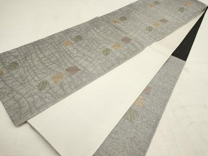 平和屋着物▼六通柄袋帯　色紙文　金糸　正絹　逸品　AAAY9598wj