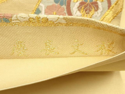 平和屋着物▼六通柄袋帯　唐織　慶長文様　金糸　正絹　逸品　AAAY9659wj