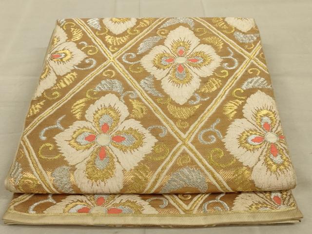 平和屋着物◎六通柄袋帯　花菱文　金銀糸　正絹　逸品　AAAY9732ou