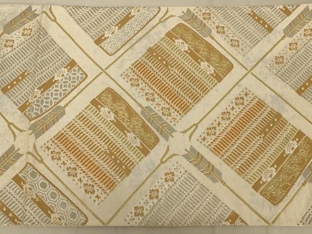 平和屋着物◎太鼓柄袋帯　器物文　金銀糸　正絹　逸品　AAAY9734ou