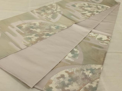 平和屋着物◎六通柄袋帯　霞文　銀糸　正絹　逸品　AAAY9735ou