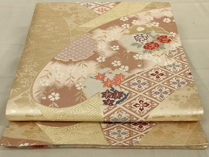 平和屋着物◎六通柄袋帯　唐織　熨斗花文　金銀糸　正絹　逸品　AAAY9739ou