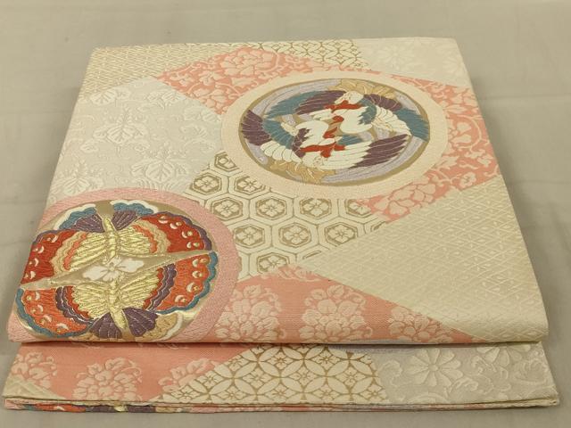 平和屋着物◎六通柄袋帯　唐織　花鳥文　蝶　金糸　正絹　逸品　AAAY9744ou