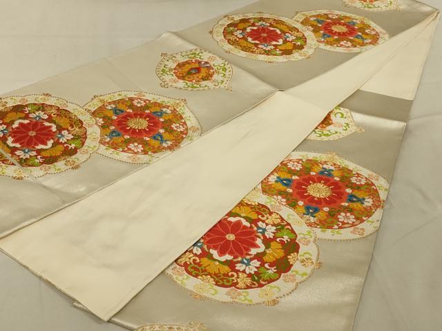 平和屋着物◎六通柄袋帯　唐織　正倉院花文　金糸　正絹　逸品　AAAY9745ou