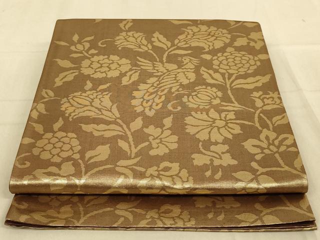 平和屋着物◎六通柄袋帯　更紗花鳥文　正絹　逸品　AAAY9753ou